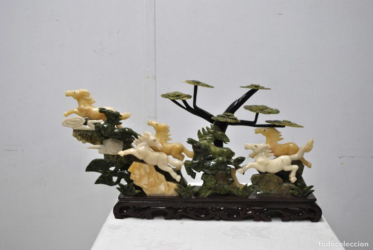 Oggetti Antichi: FIGURA O ESCULTURA CABALLOS DE JADE
