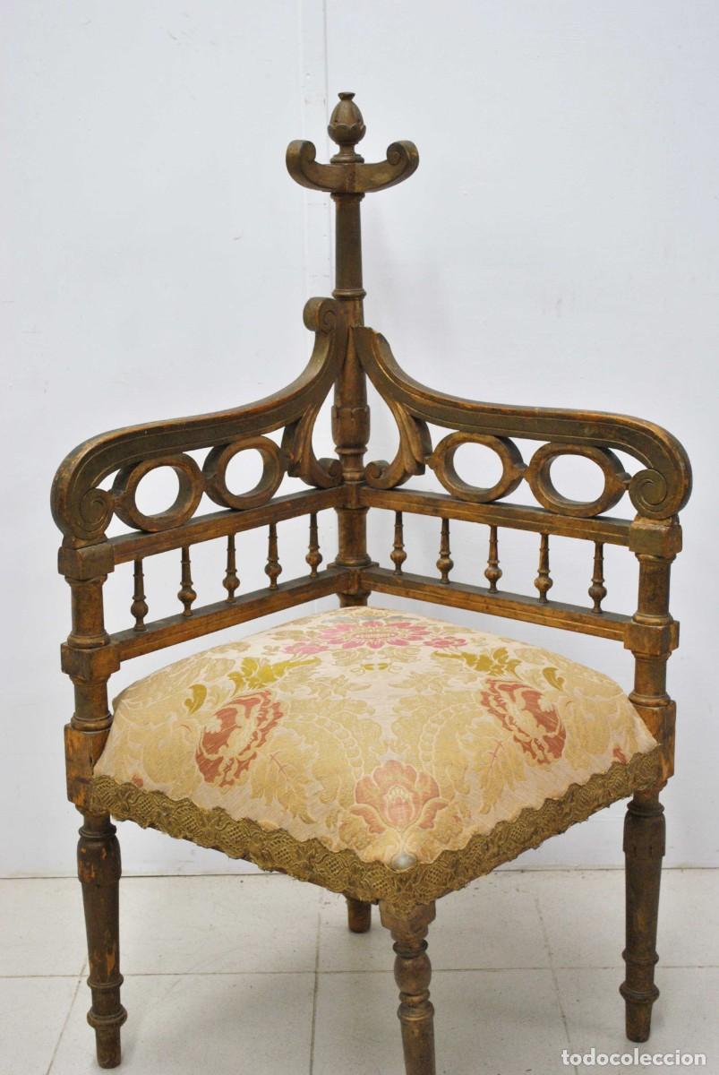 Antig&uuml;edades: SILLA ESQUINERA ESTILO G&Oacute;TICO - Foto 4