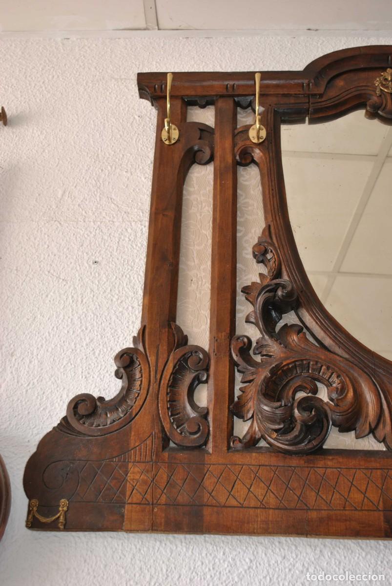 Antig&uuml;edades: ESPEJO ANTIGUO PERCHERO DE PARED - Foto 3
