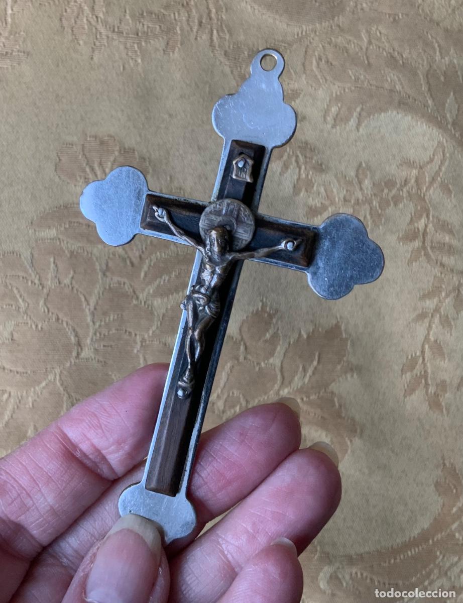 Antig&uuml;edades: CRUZ DE MADERA SOBRE METAL - Foto 3