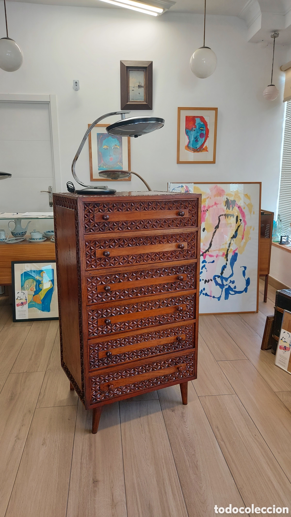 Antig&uuml;edades: C&oacute;moda sinfonier en madera de palisandro circa 1950 - Foto 1
