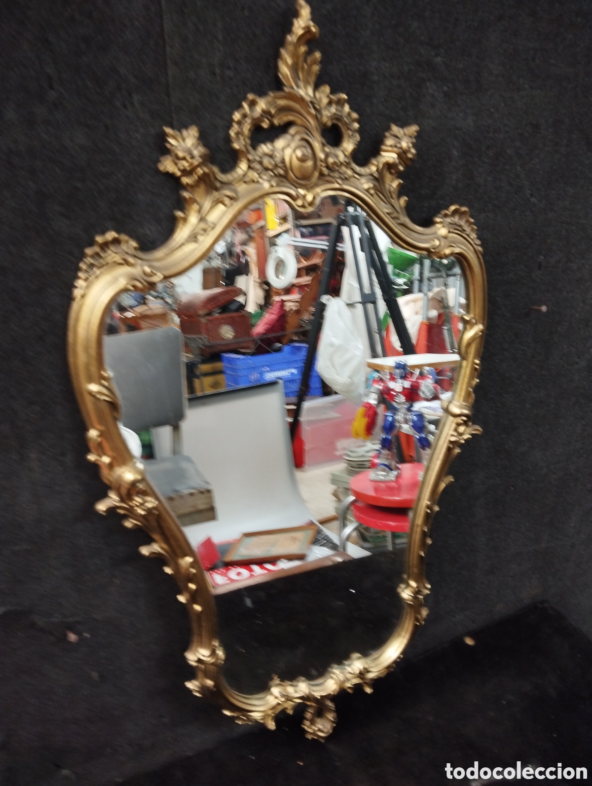 Antig&uuml;edades: Espejo cornucopia de metal - Foto 3