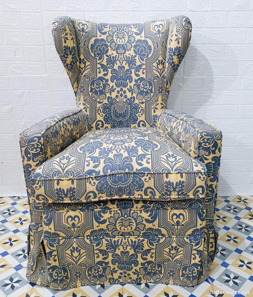 Antig&uuml;edades: Sill&oacute;n orejero butaca tapizada - Foto 1