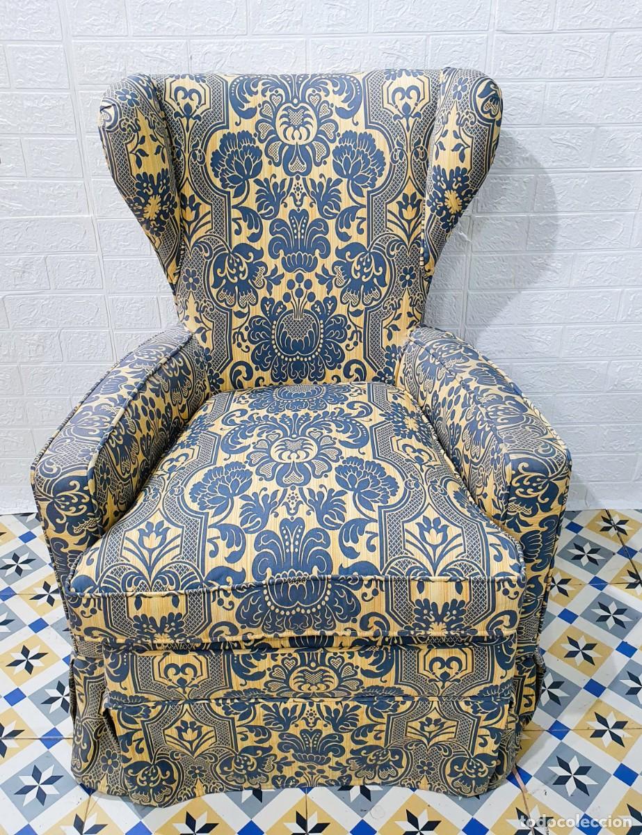 Antig&uuml;edades: Sill&oacute;n orejero butaca tapizada - Foto 2