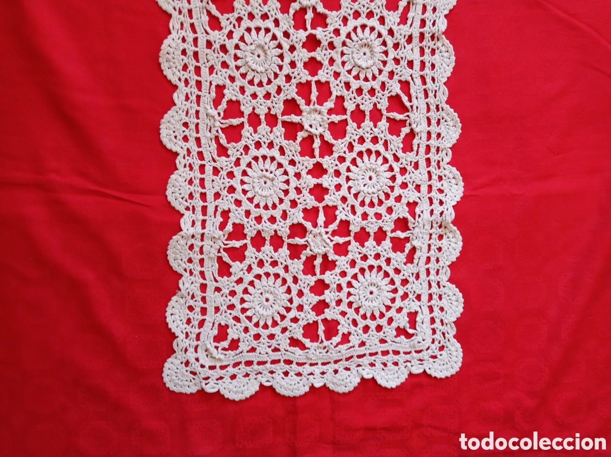 Antig&uuml;edades: TAPETE RECTANGULAR DE CROCHET 100 X 30 CM - Foto 4