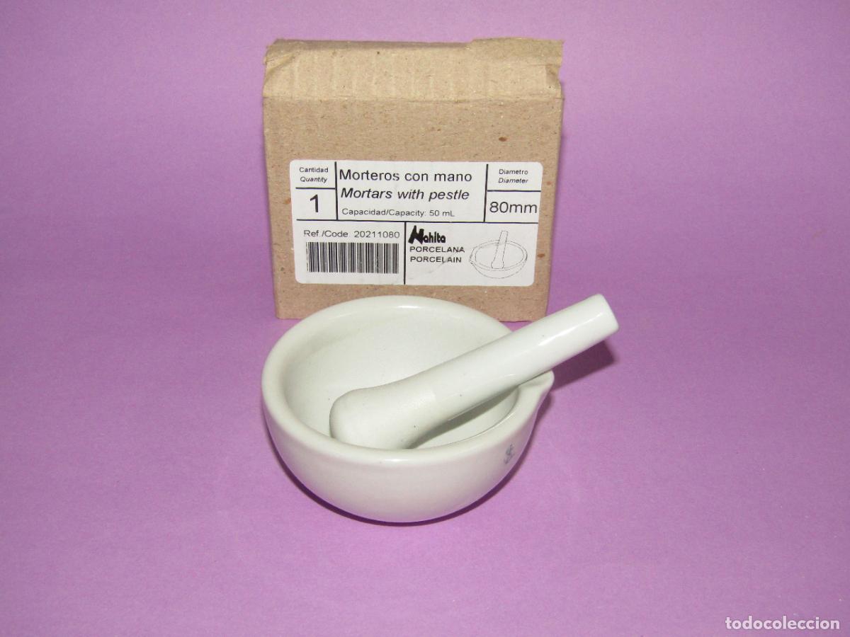 Antig&uuml;edades: Mortero con Mano en Cer&aacute;mica de NAHITA a Estrenar - Material de Laboratorio y/o Cient&iacute;fico