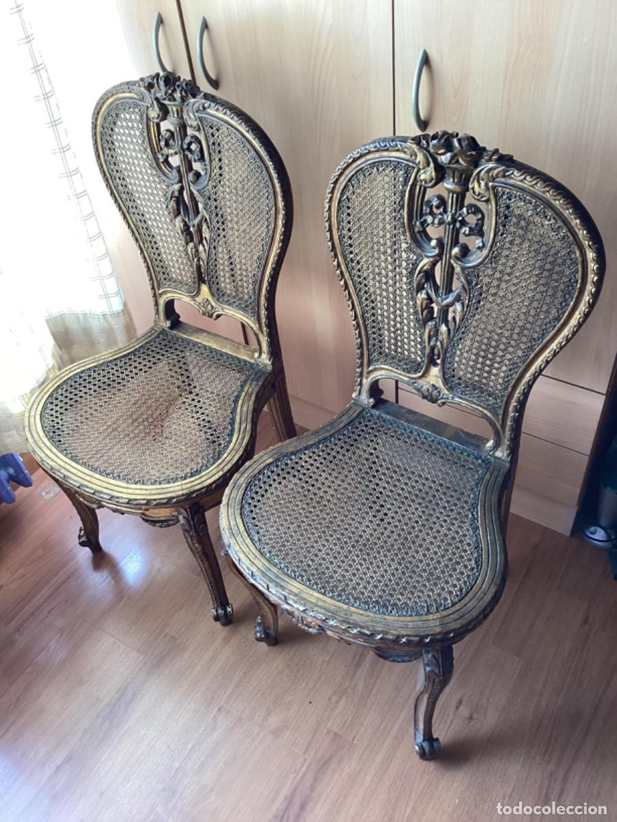 Antig&uuml;edades: Sillas doradas estilo Imperio. Lote de dos - Foto 1