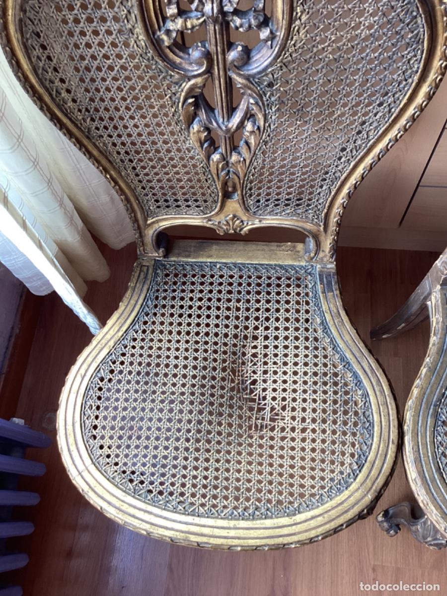 Antig&uuml;edades: Sillas doradas estilo Imperio. Lote de dos - Foto 4