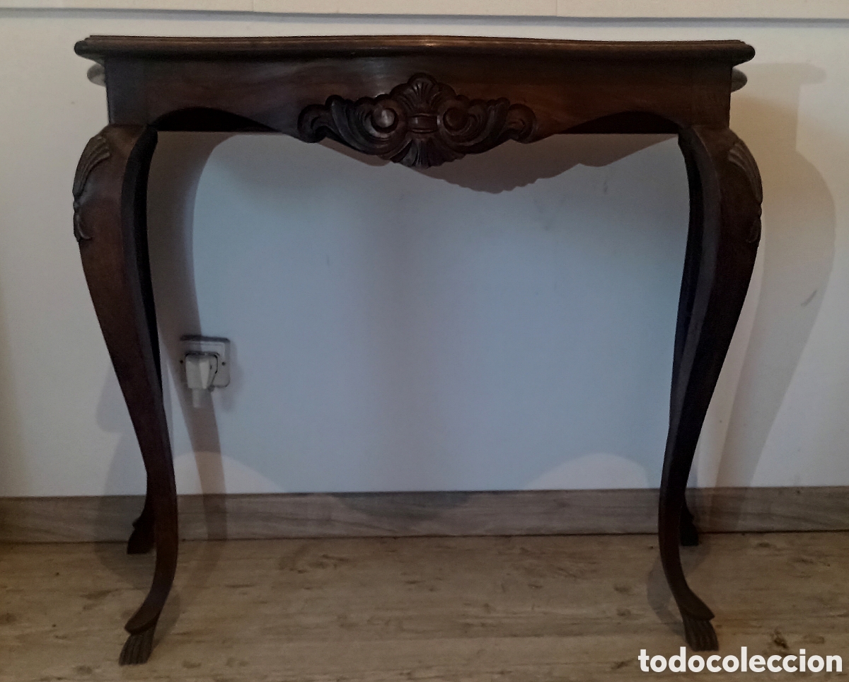 Antig&uuml;edades: Mesa Consola Madera Tallada - Foto 1