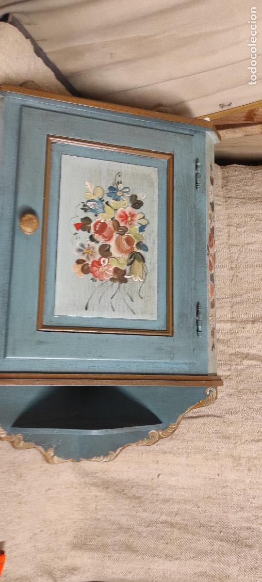 Antig&uuml;edades: RINCONERA DE MADERA POLICROMADA FLORES - Foto 3