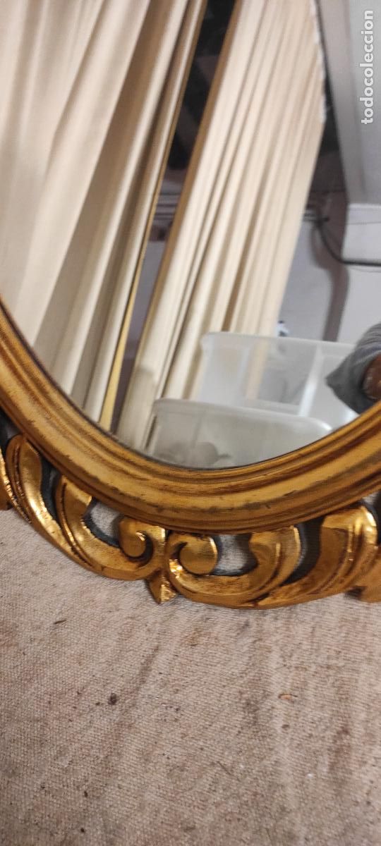 Antig&uuml;edades: ESPEJO DE MADERA DORADO Y TALLADO - Foto 2
