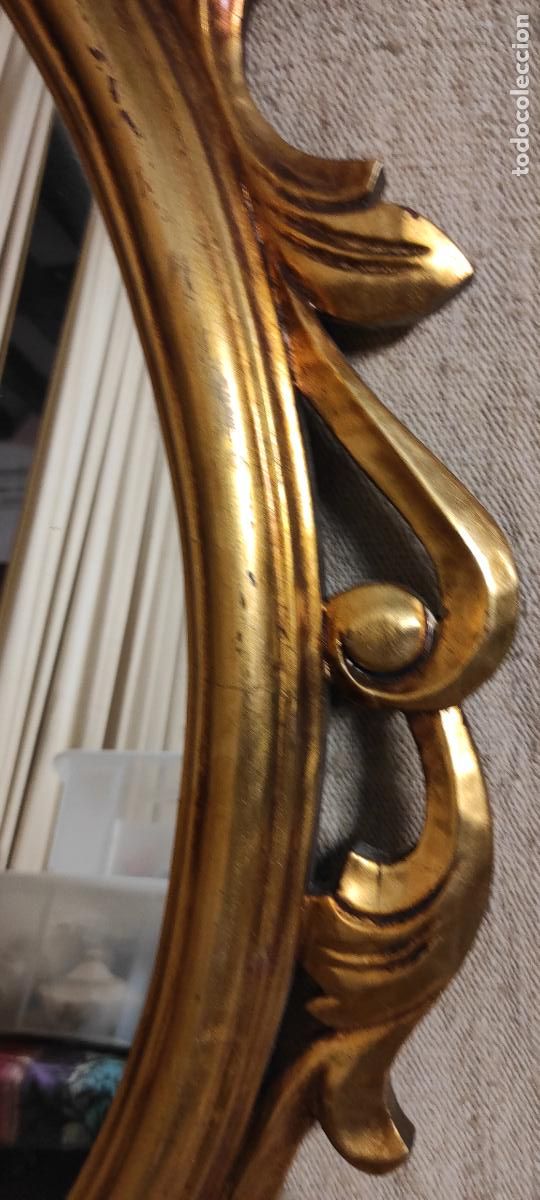 Antig&uuml;edades: ESPEJO DE MADERA DORADO Y TALLADO - Foto 3
