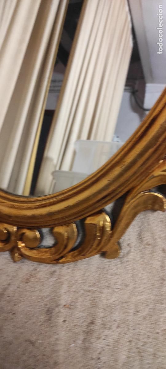 Antig&uuml;edades: ESPEJO DE MADERA DORADO Y TALLADO - Foto 4