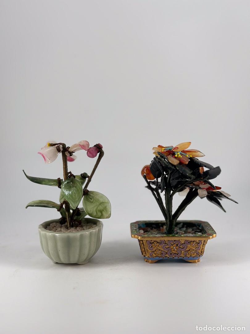Antig&uuml;edades: LOTE DE DOS MACETEROS CON ARBOLES HECHAS CON JADE - Foto 5