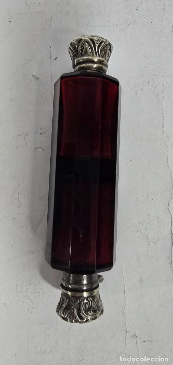 Antig&uuml;edades: Perfumero doble en cristal y plata - Foto 2