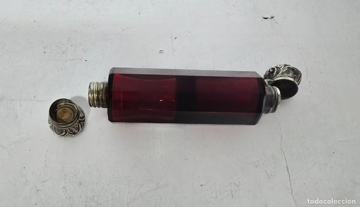 Antig&uuml;edades: Perfumero doble en cristal y plata - Foto 3