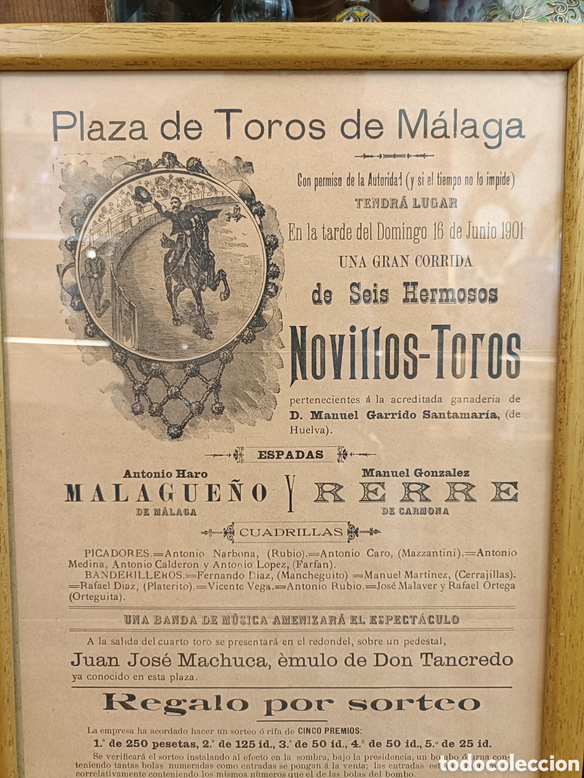 Antig&uuml;edades: PROGRAMA CARTEL PLAZA DE TOROS DE MALAGA A&Ntilde;O 1901 - Foto 2