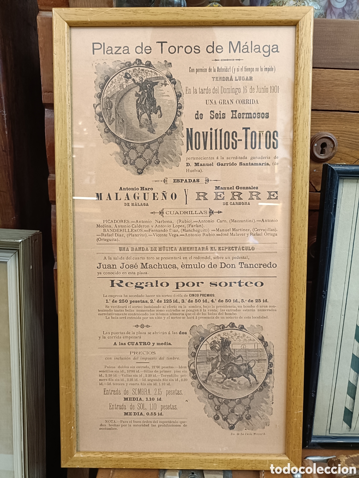 Antig&uuml;edades: PROGRAMA CARTEL PLAZA DE TOROS DE MALAGA A&Ntilde;O 1901 - Foto 1