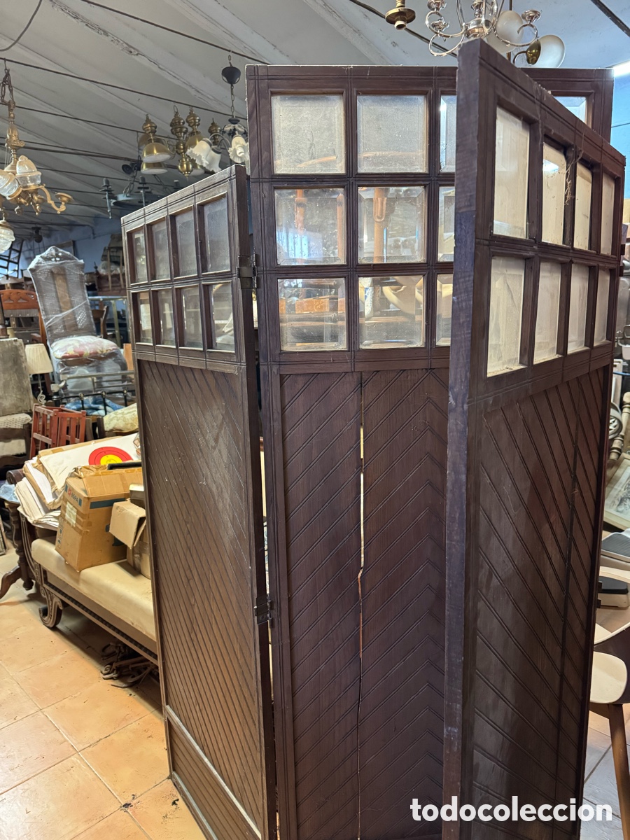 Antig&uuml;edades: Gran biombo modernista en madera - Foto 3