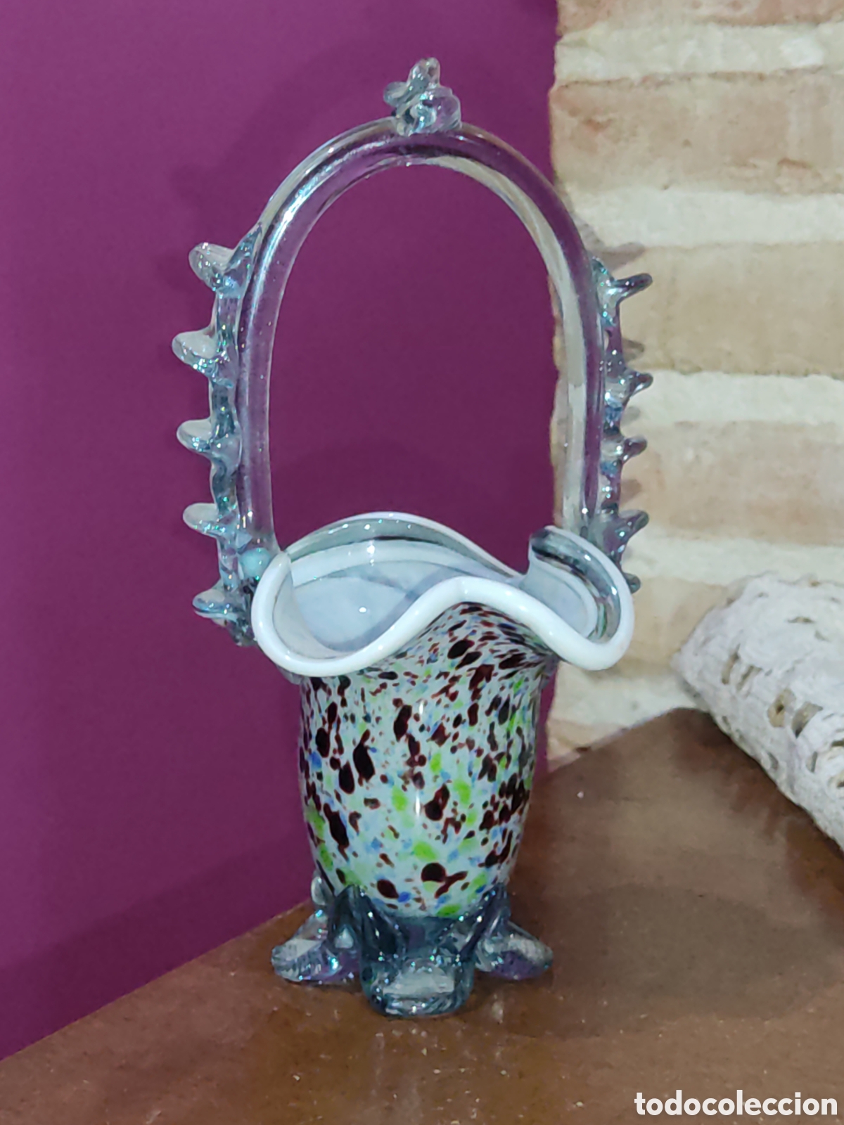 Antig&uuml;edades: Cesto, canasta de cristal de Murano. - Foto 2
