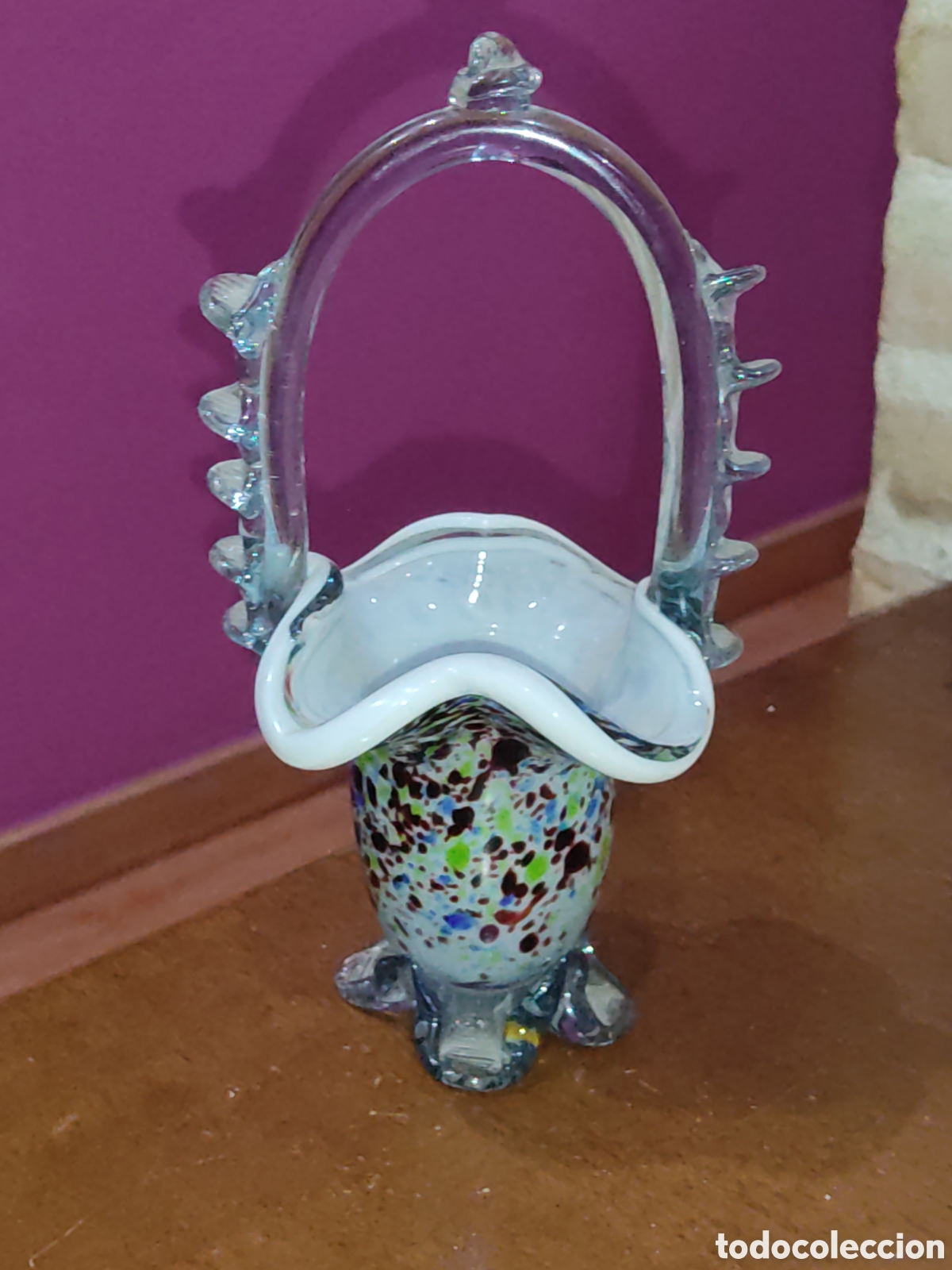Antig&uuml;edades: Cesto, canasta de cristal de Murano. - Foto 6