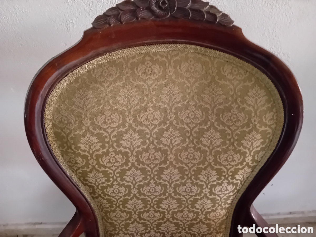Antig&uuml;edades: BUTACA SILLON ISABELINA DE MADERA DE CAOBA - Foto 3
