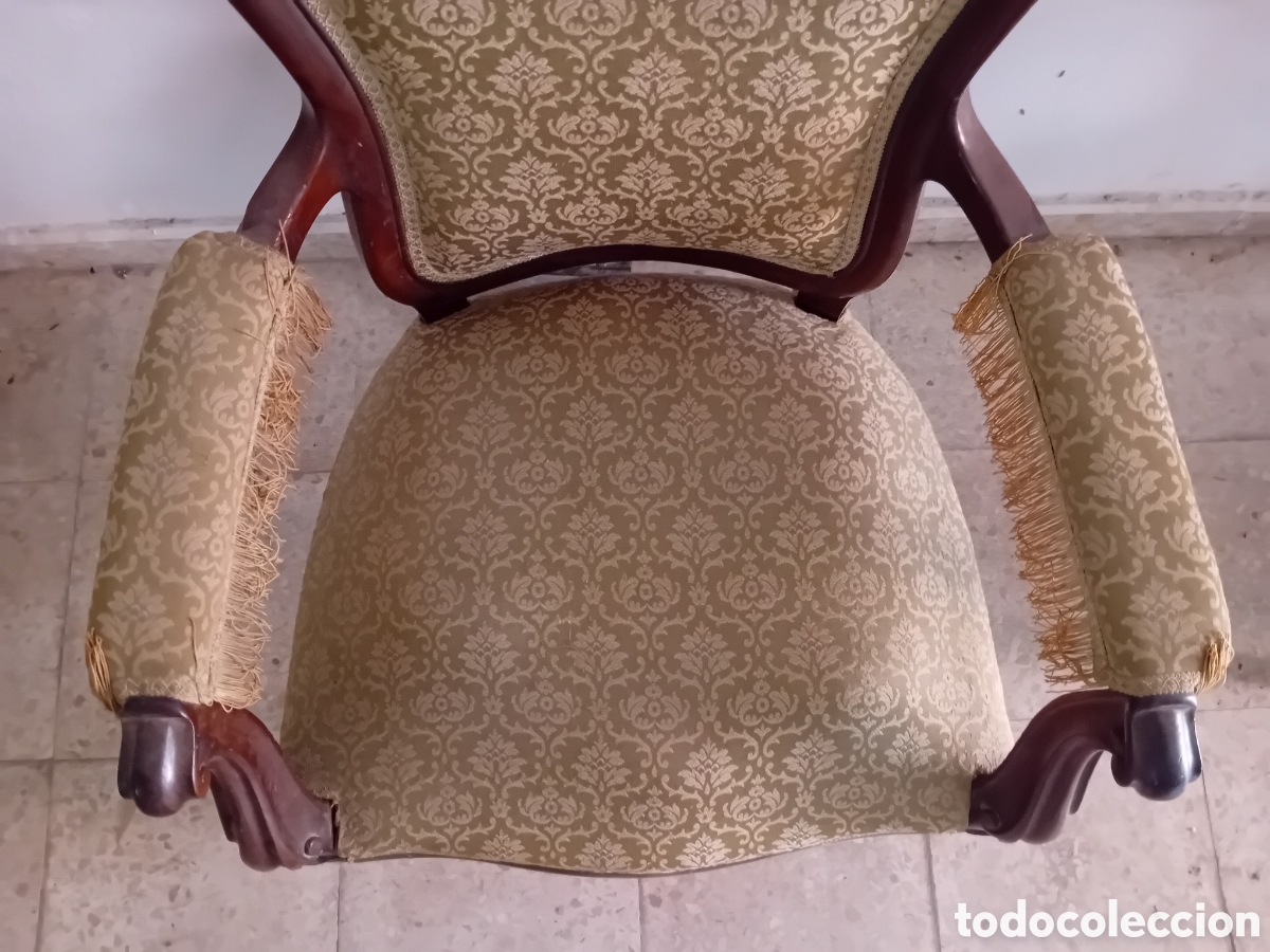 Antig&uuml;edades: BUTACA SILLON ISABELINA DE MADERA DE CAOBA - Foto 4