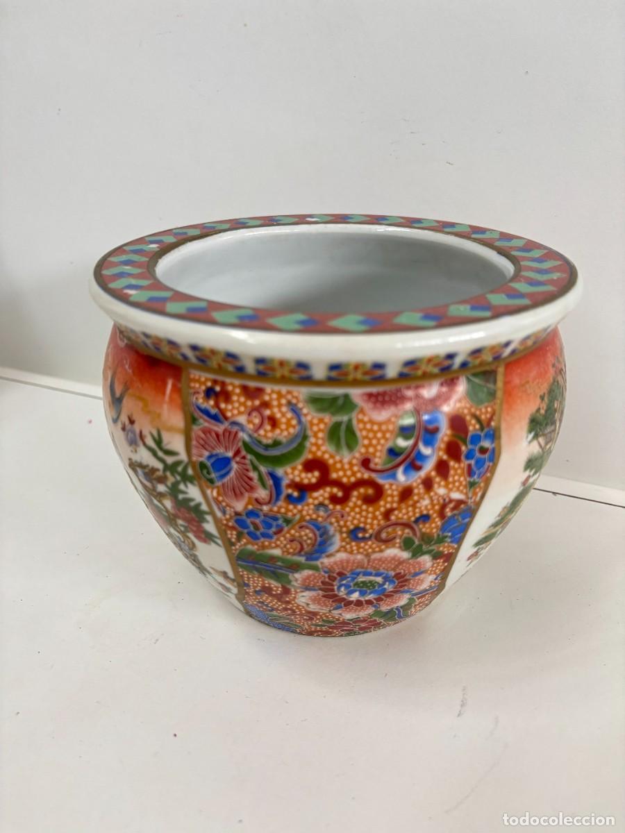 Antig&uuml;edades: .JARRON,CENTRO,MACETERO PORCELANA JAPONESA - Foto 3