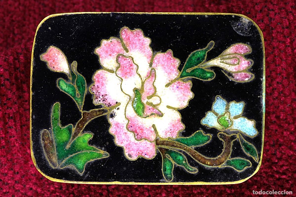 Antig&uuml;edades: Caja pastillero rectangular negra. Esmalte cloisonn&eacute;. Black rectangular pill box. Cloisonn&eacute; enamel. - Foto 4