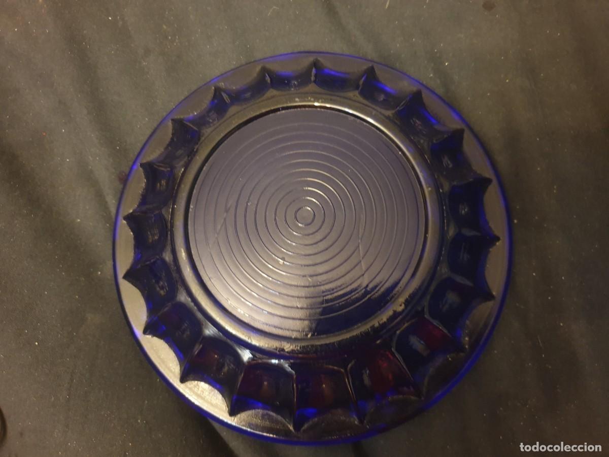 Antig&uuml;edades: CENICERO DE CRISTAL DE COLOR AZUL COBALTO - Foto 10