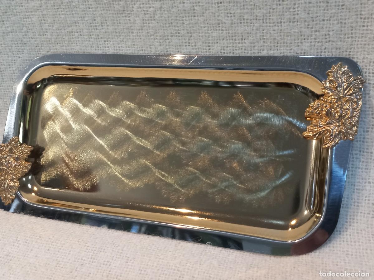 Antig&uuml;edades: BANDEJA DORADA (27cm) rectangular-uvas - Foto 1