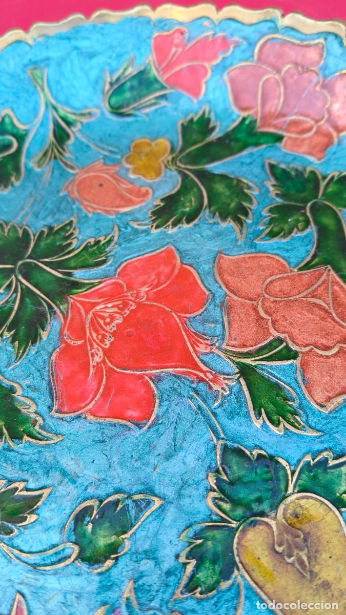 Antig&uuml;edades: Plat bronze cloisonn&eacute; 30 cm 1950 - Foto 3
