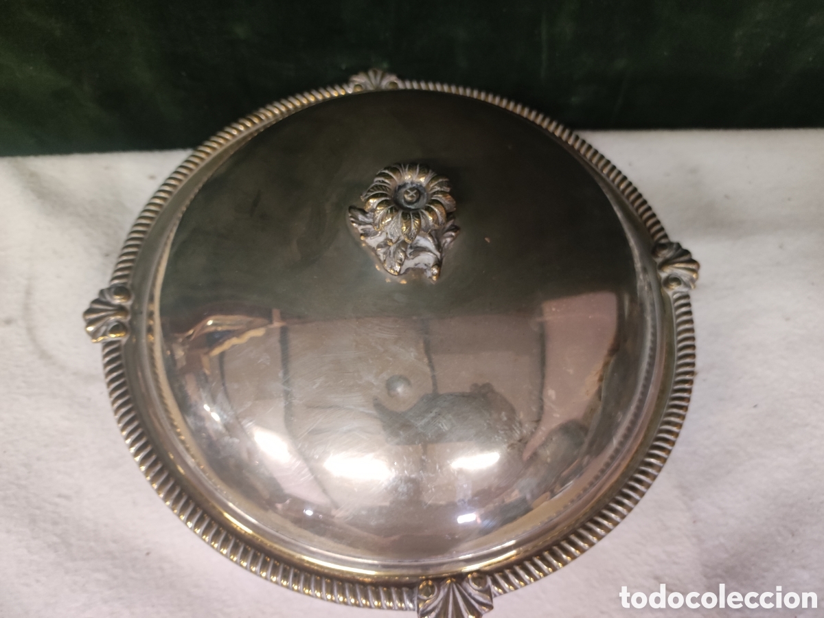 Antig&uuml;edades: Bandeja de servir con tapa alpaca - Foto 2