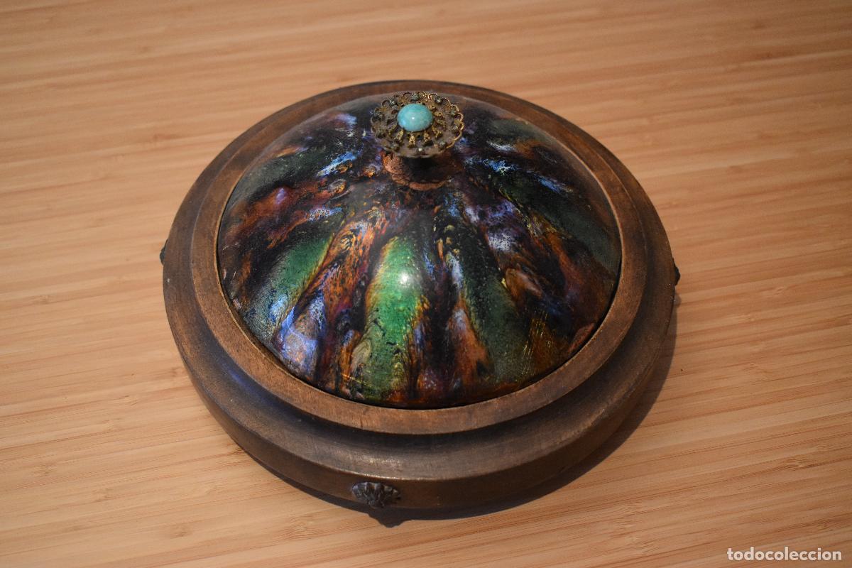Antig&uuml;edades: Plato de madera cubierto de esmalte - Foto 1