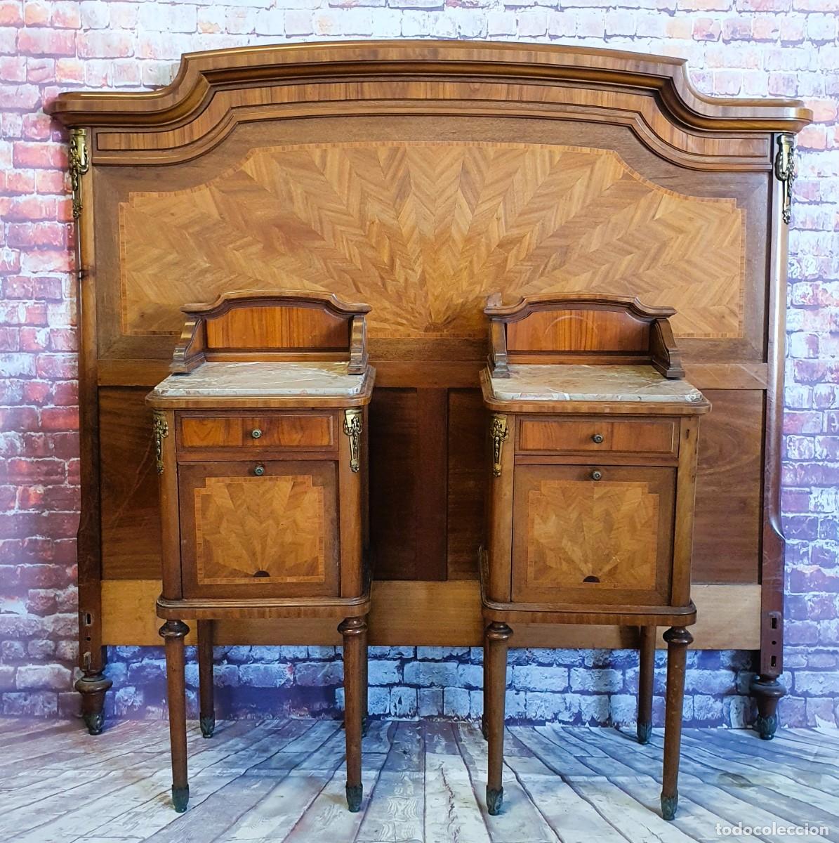 Antig&uuml;edades: Dormitorio Luis XV marqueter&iacute;a cama de 150 - Foto 1