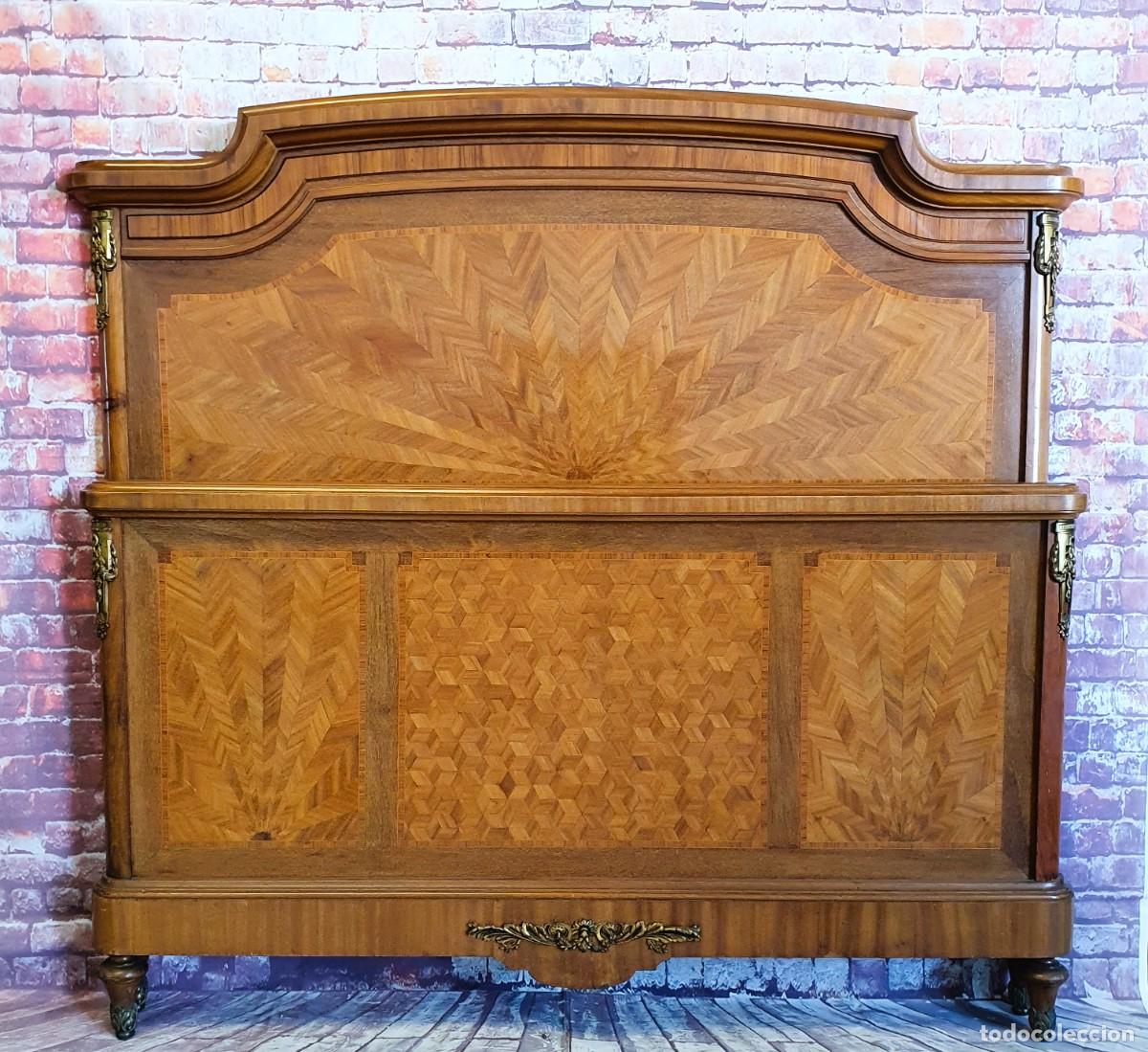 Antig&uuml;edades: Dormitorio Luis XV marqueter&iacute;a cama de 150 - Foto 2