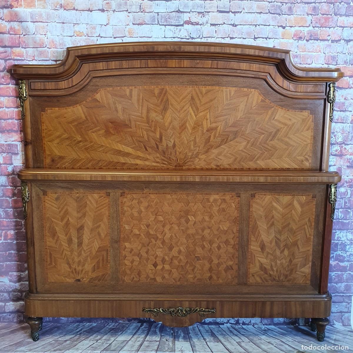 Antig&uuml;edades: Dormitorio Luis XV marqueter&iacute;a cama de 150 - Foto 4