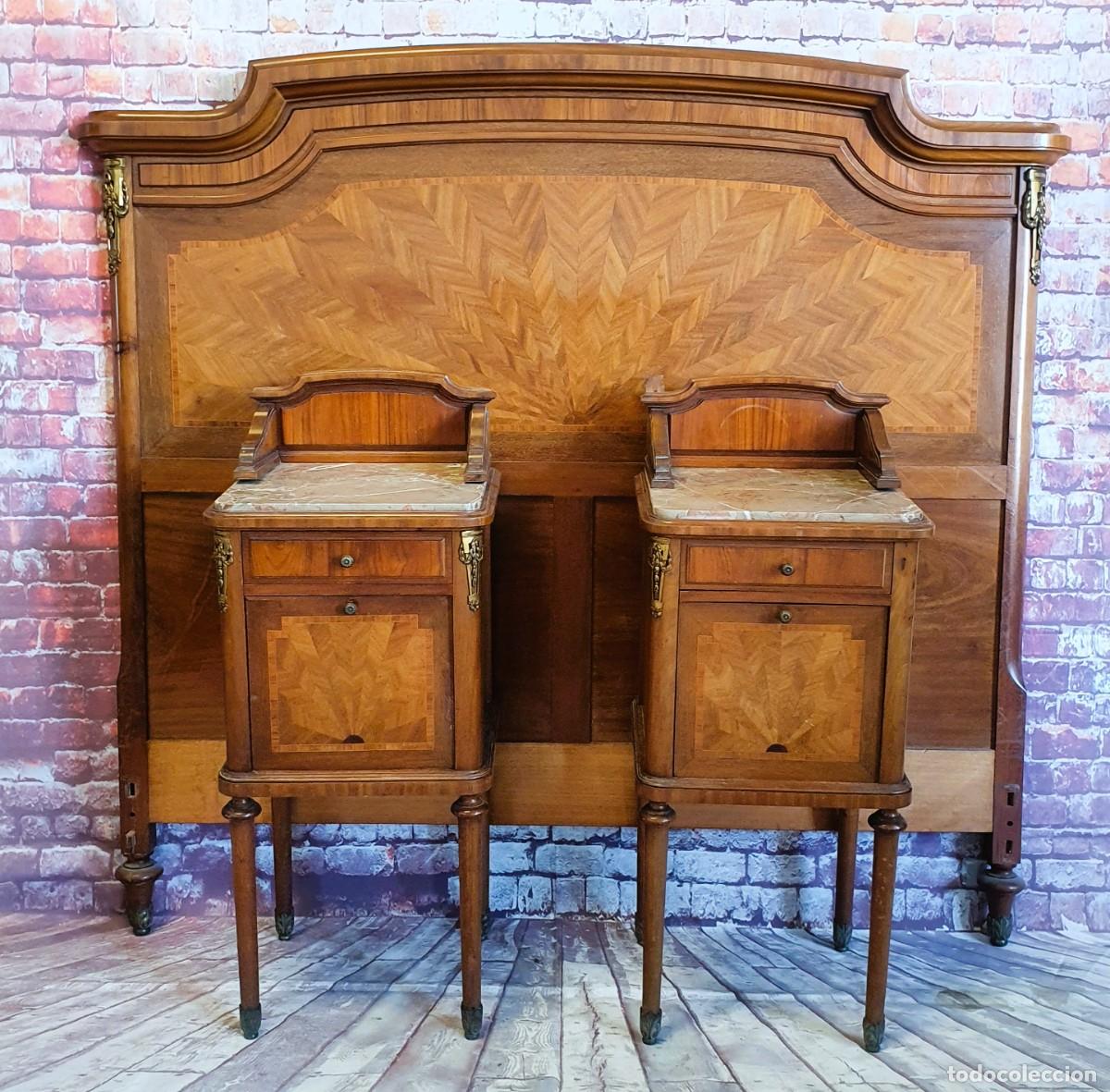 Antig&uuml;edades: Dormitorio Luis XV marqueter&iacute;a cama de 150 - Foto 8