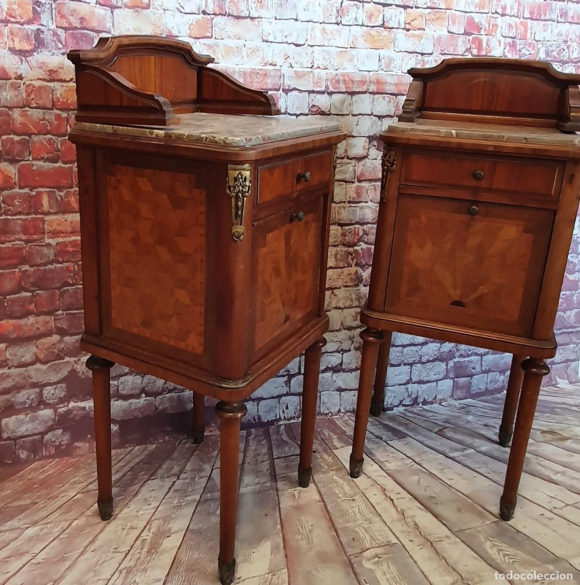 Antig&uuml;edades: Dormitorio Luis XV marqueter&iacute;a cama de 150 - Foto 11