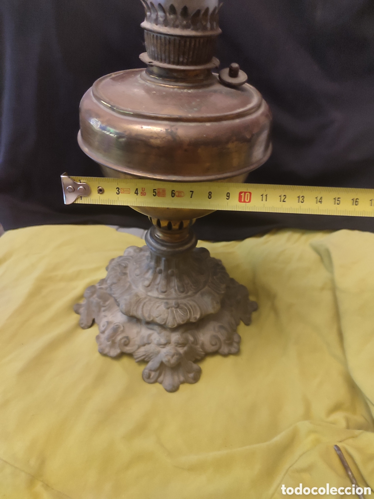 Antig&uuml;edades: Quinque antiguo de bronce , lat&oacute;n y vidrio - Foto 7