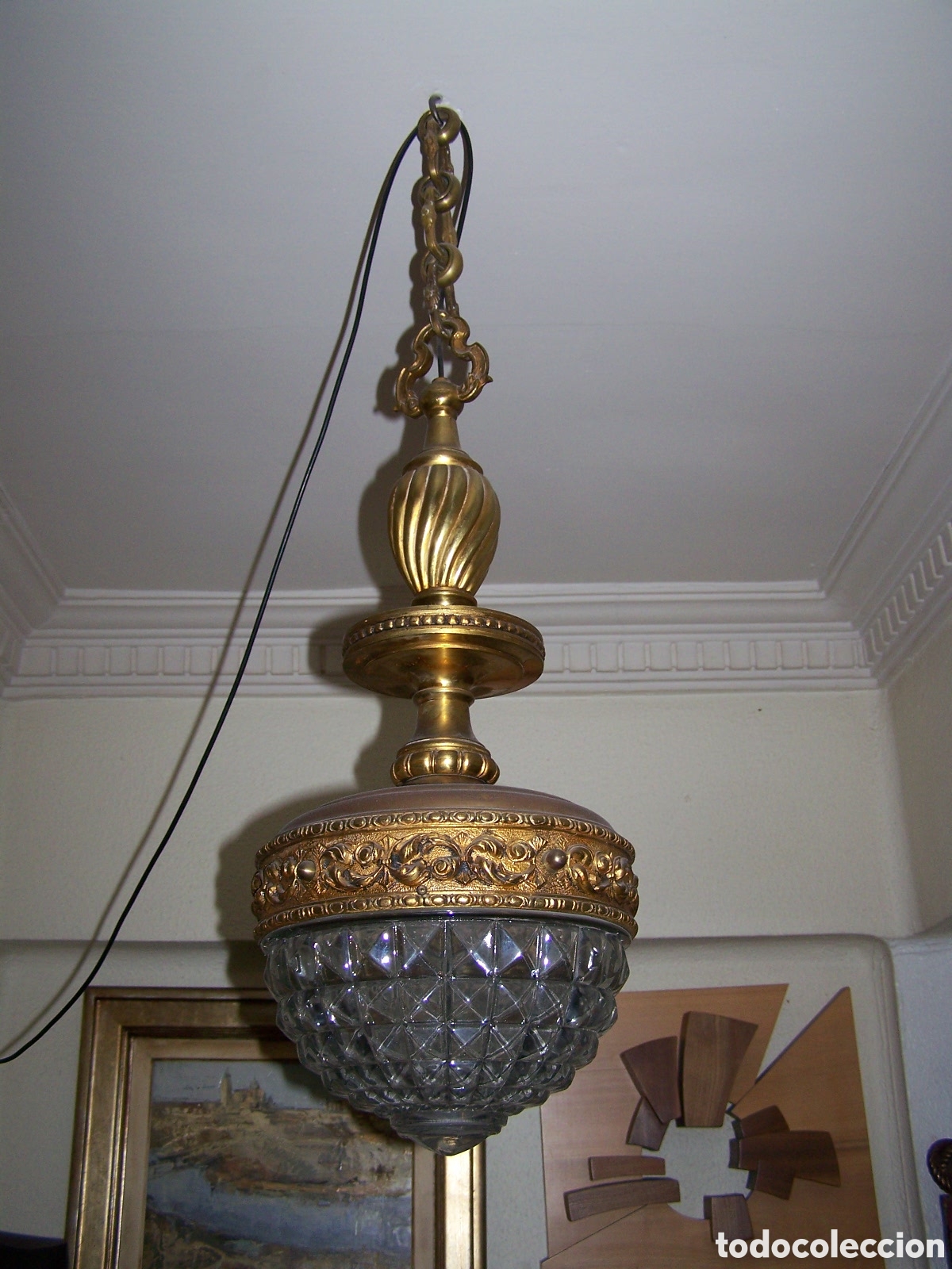 Antig&uuml;edades: L&aacute;mpara de techo en bronce - Foto 1
