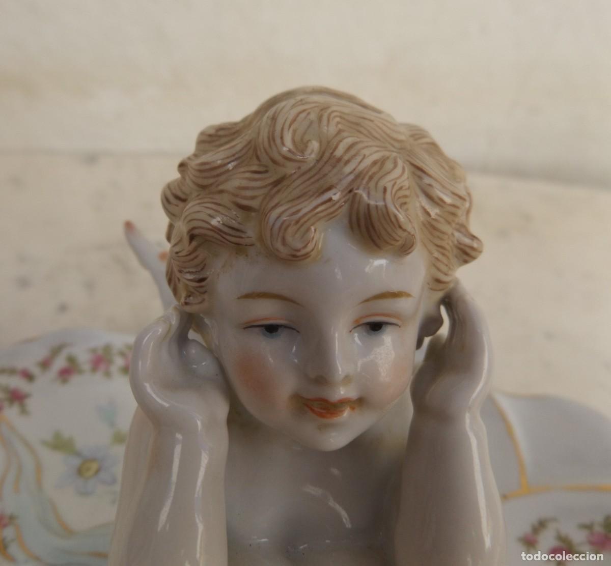 Antig&uuml;edades: plato decorado a mano con angelito - Foto 8