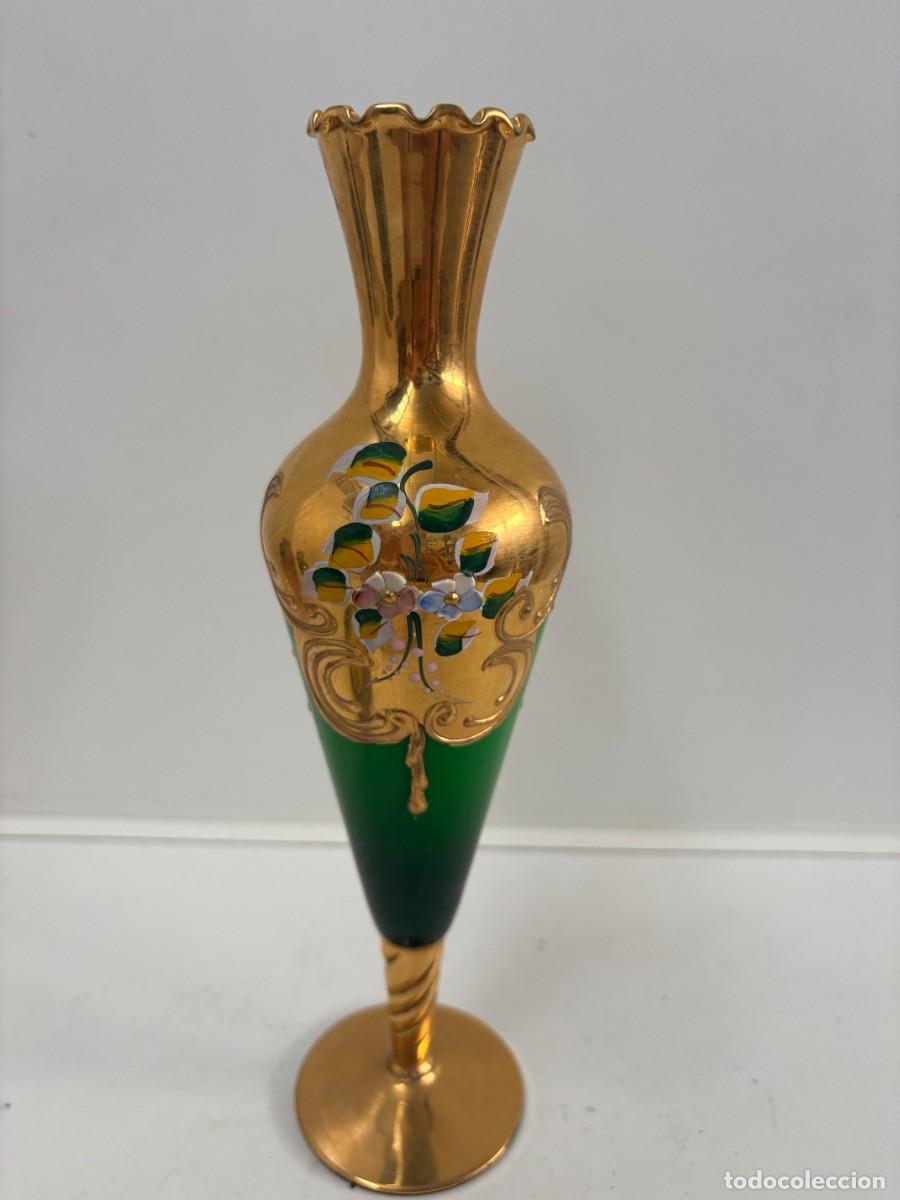 Antig&uuml;edades: JARRON,FLORERO CRISTAL MURANO VENECIA CON RECUBRIMIENTO DORADO