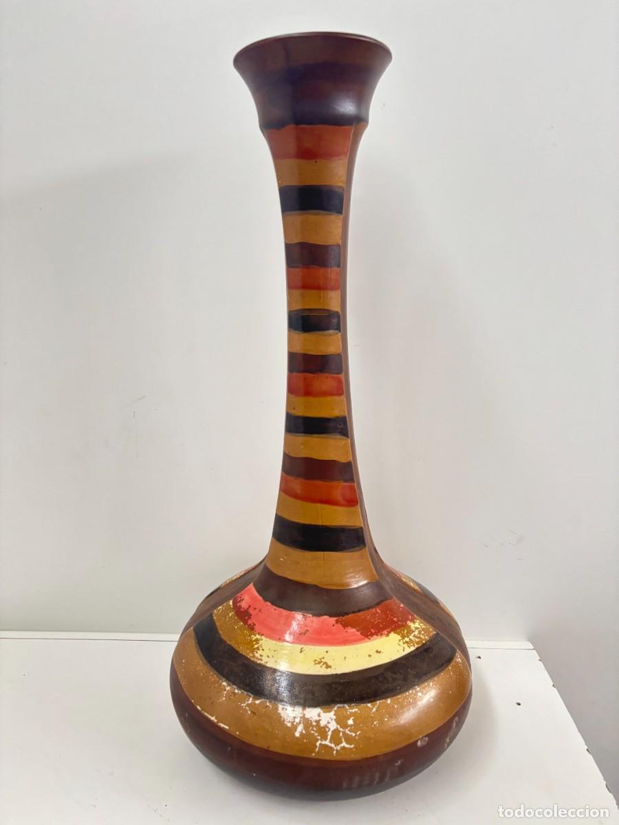 Antig&uuml;edades: JARRON FLORERO, CENTRO CERAMICA ARTESANAL GRANDE PINTADO A MANO