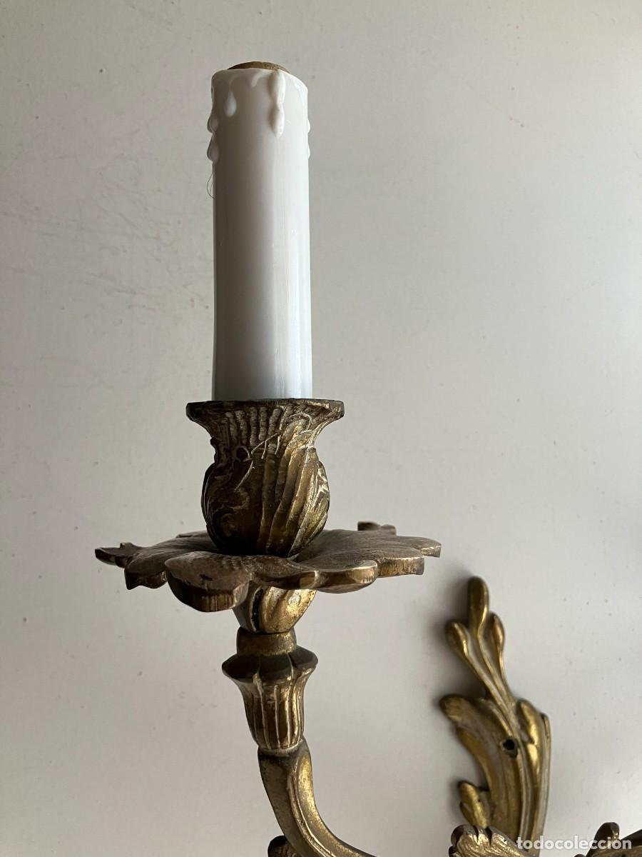 Antig&uuml;edades: Aplique pared bronce dos brazos en forma de vela. - Foto 4