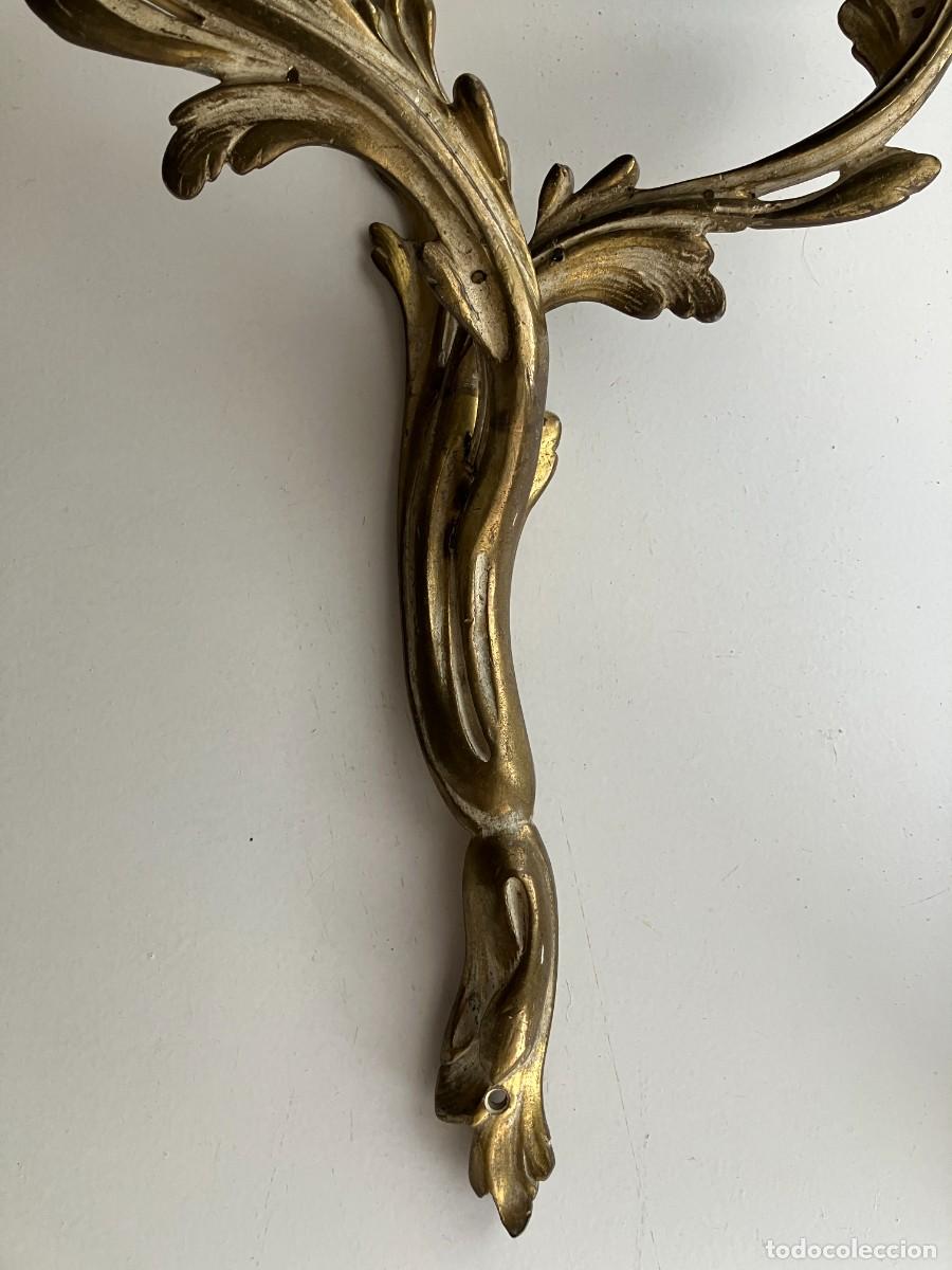Antig&uuml;edades: Aplique pared bronce dos brazos en forma de vela. - Foto 5