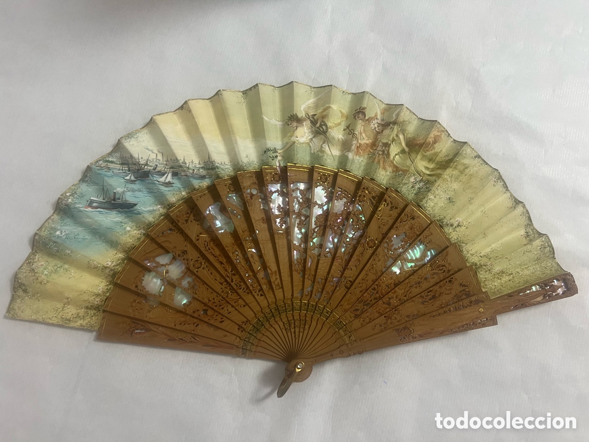 Antig&uuml;edades: Abanico en madera y n&aacute;car - Foto 3