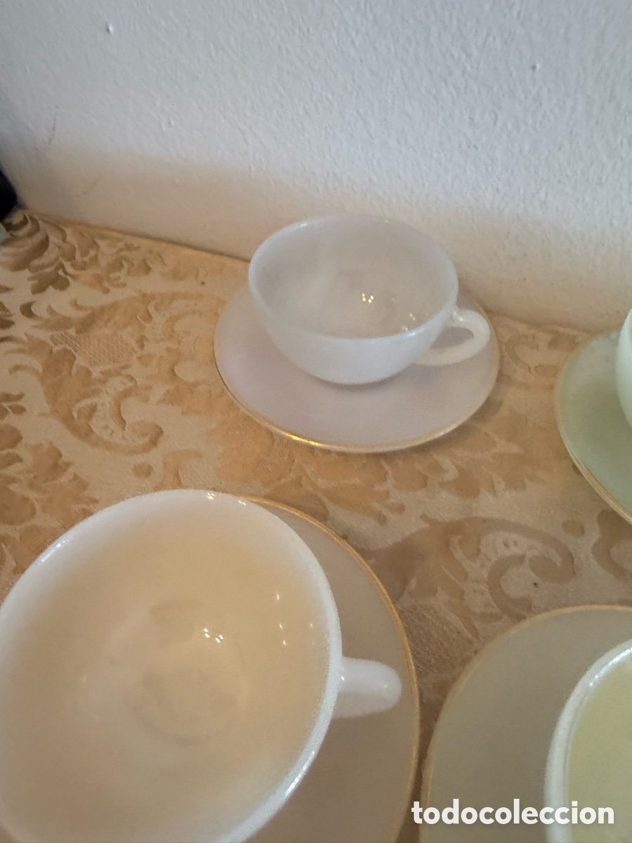 Antig&uuml;edades: Juego de tazas opalina vintage - Foto 7