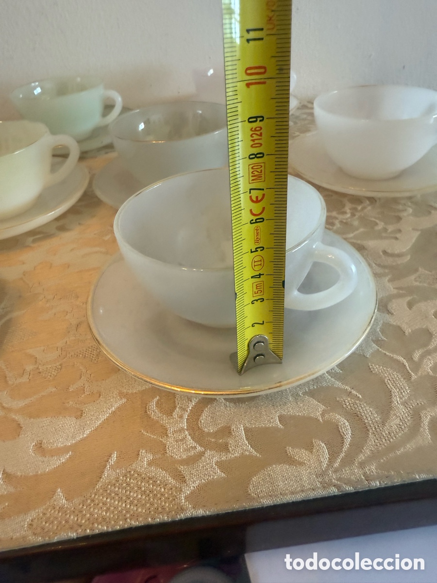 Antig&uuml;edades: Juego de tazas opalina vintage - Foto 10