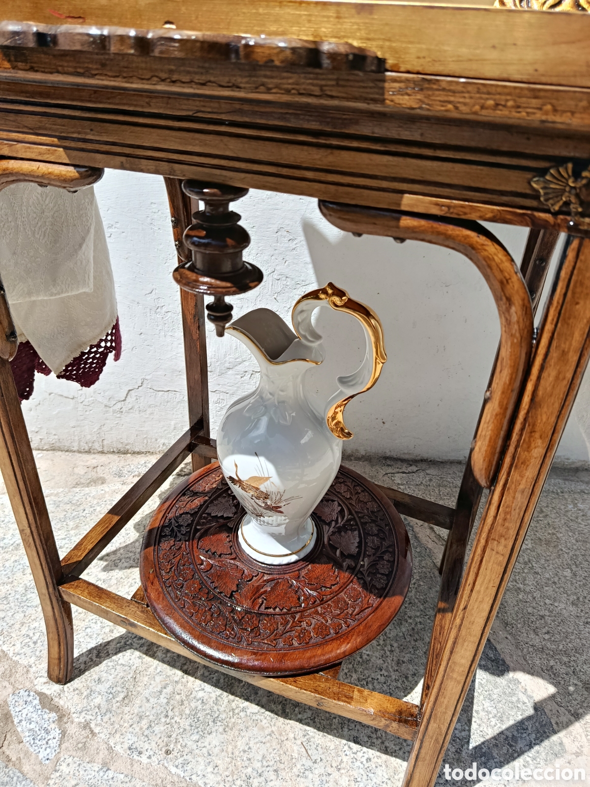 Antig&uuml;edades: Lavabo antiguo de madera, metal y bronce - Foto 10